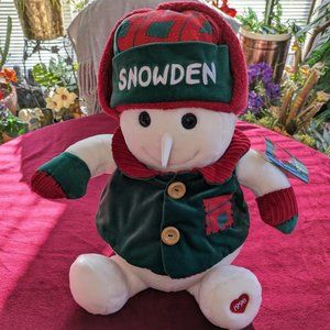 vintage 1998 Snowden Plush stuffed, NWT Christmas Snowman, 22in tall